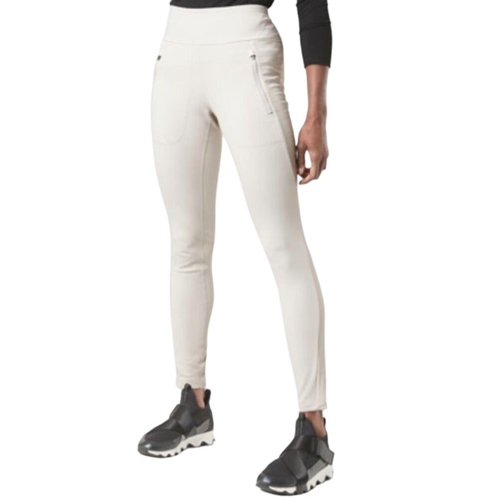 Athleta Peak Hybrid Fleece Plush Supersonic Tight Leggings Zip Birch Grey XS